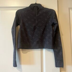 Lululemon athletica Rest Less Cropped Half-Zip in logo letter black/graphite 6